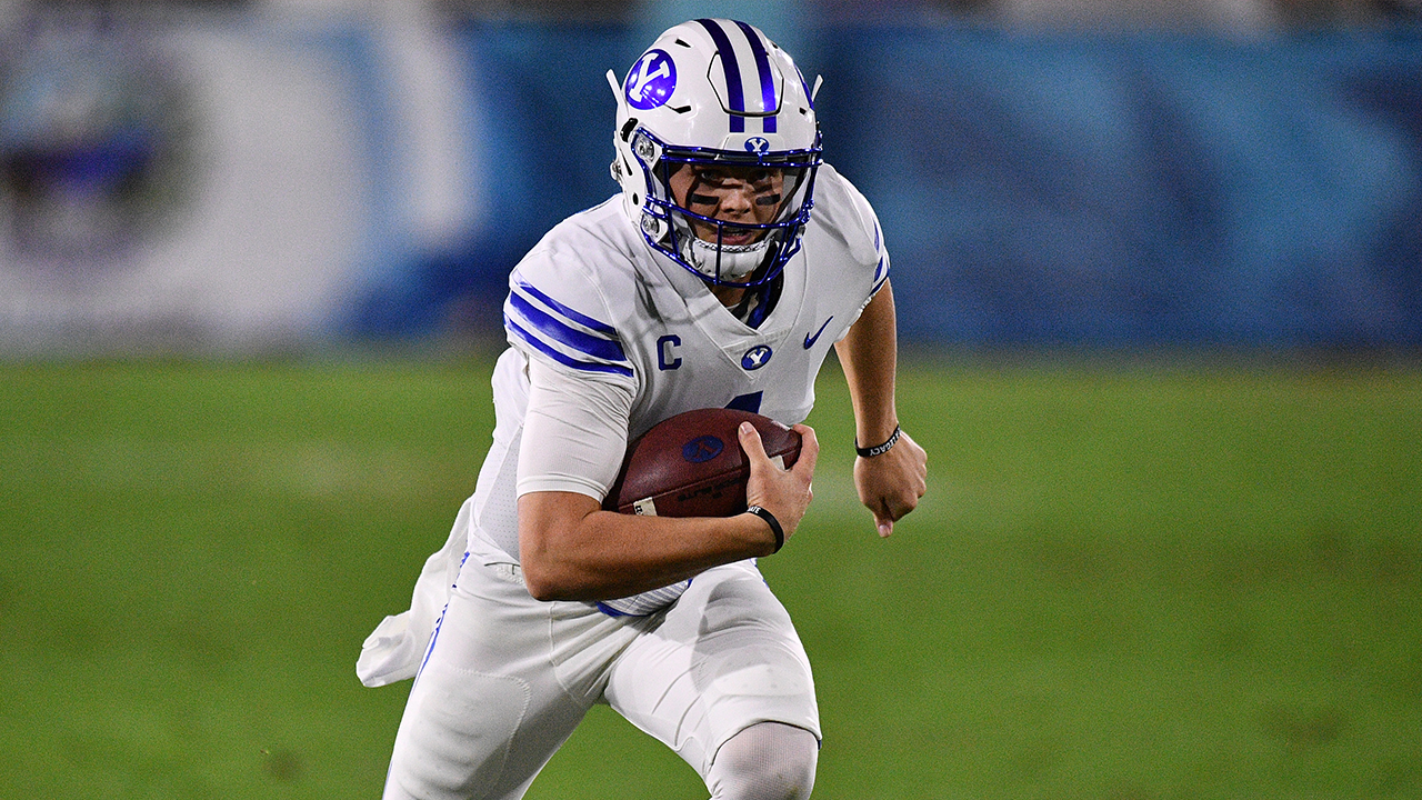 BYU quarterback Zach Wilson holds a New York Jets jersey after being  selected second overall by the team in the first round of the NFL football  draft, Thursday, April 29, 2021, in