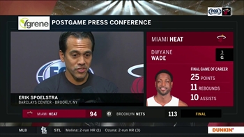 Erik Spoelstra on Dwyane Wade's triple-double vs. Brooklyn in his last NBA game