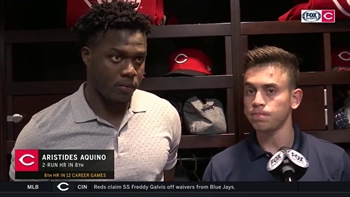 Aristides Aquino keeping historic home run balls for people special to him in Dominican Republic
