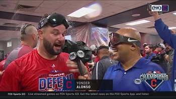 Champagne was flying, but Yonder Alonso didn't want to wear the goggles