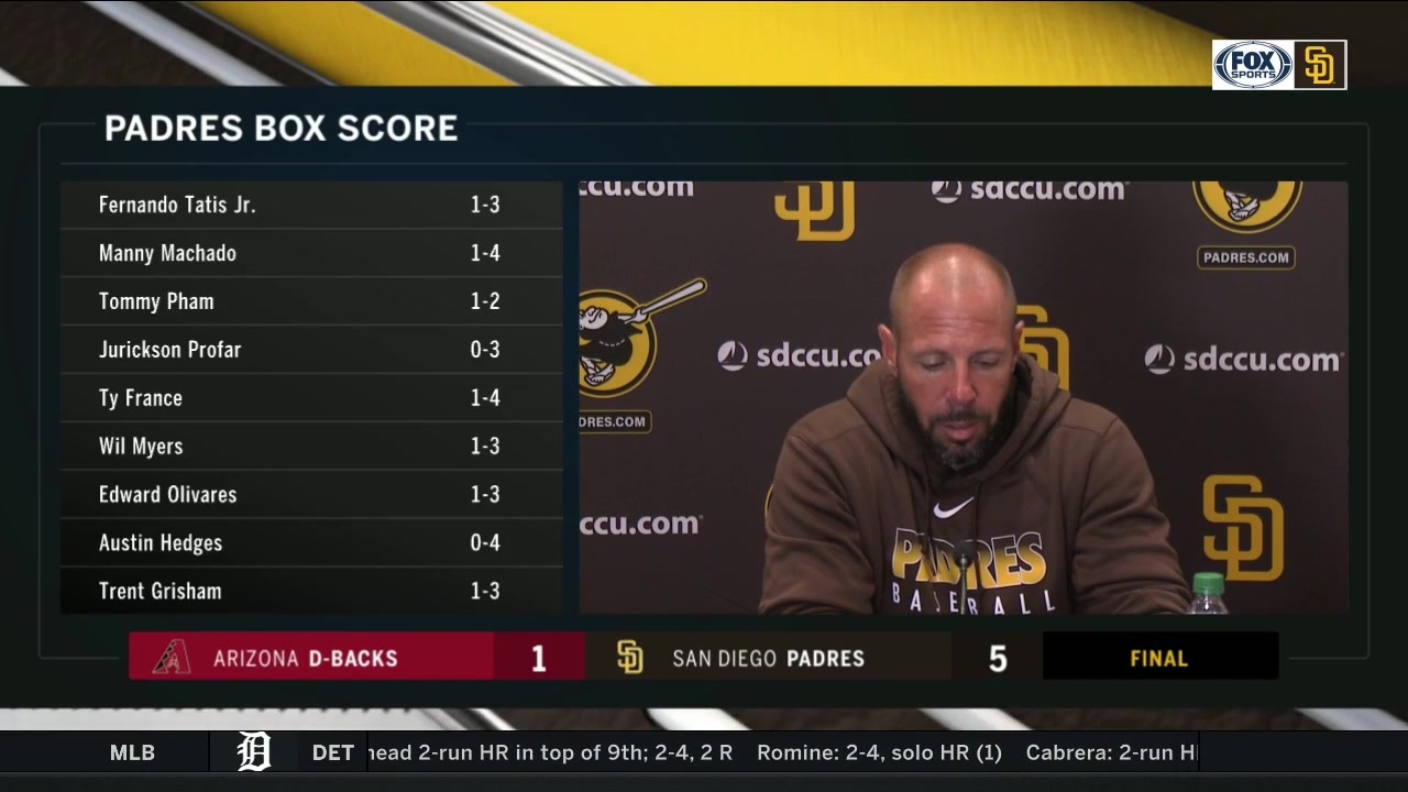 SD manager Jayce Tingler happy with pitching performance against Arizona