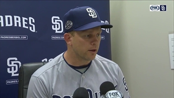 Padres manager Andy Green in the clubhouse after 5-1 loss