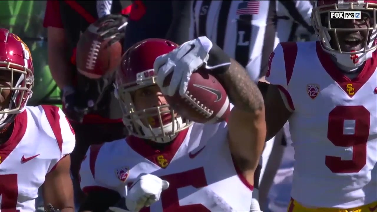 USC safety Talanoa Hufanga's interception sets up Trojans' touchdown, lead Arizona 7-0