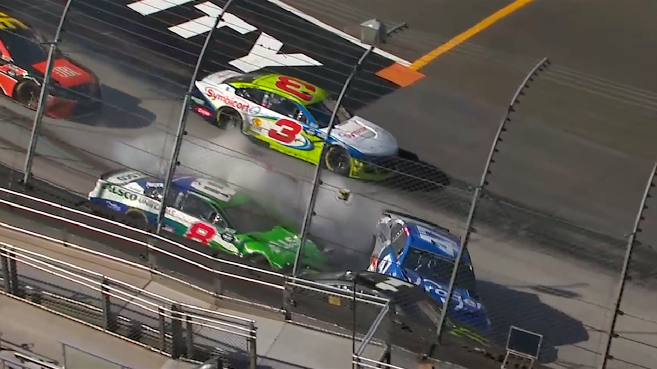 Johnson turns Stenhouse triggering huge crash at Bristol