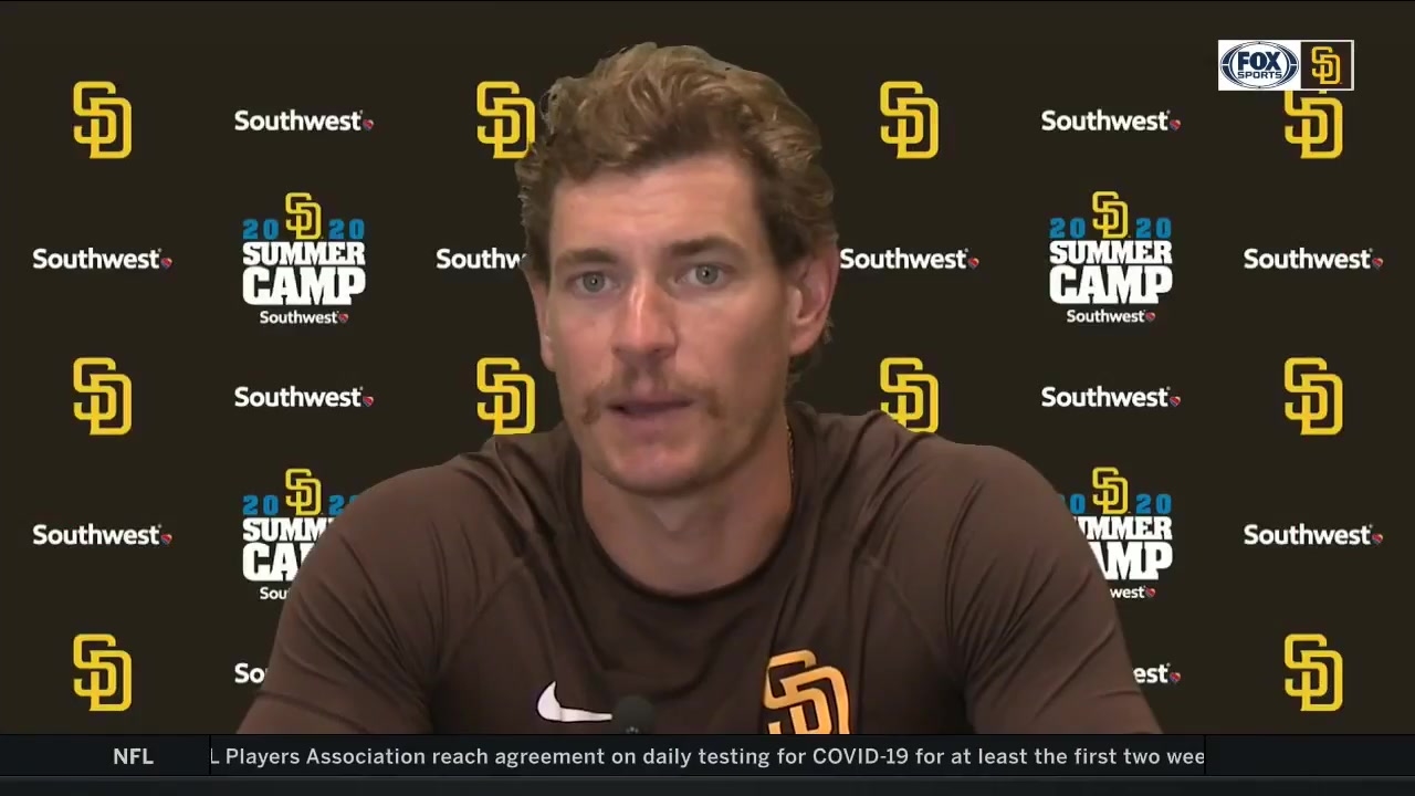 Garrett Richards pitched 4.2 innings and struck out 5 in Exhibition game