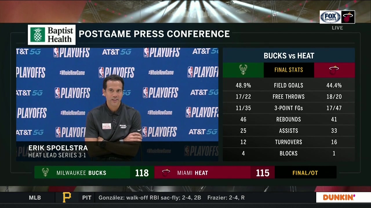 Heat coach Erik Spoelstra breaks down Game 4 loss to Bucks