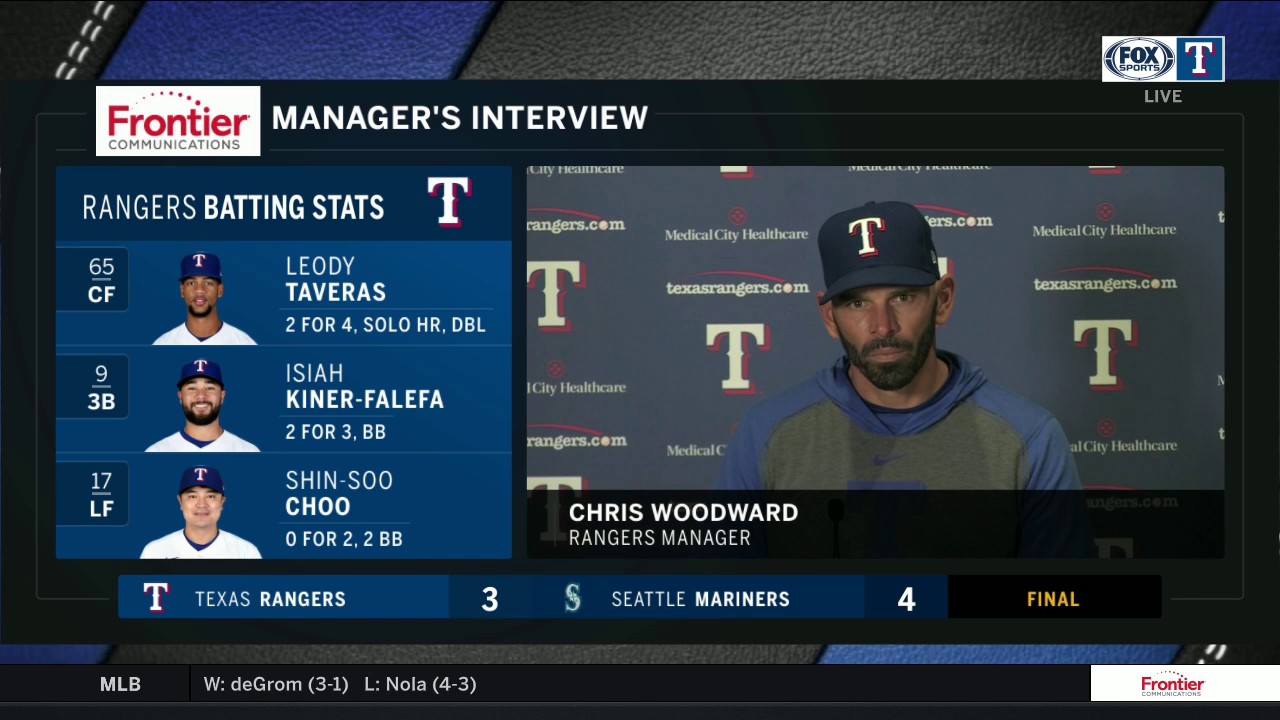 Chris Woodward on the 4-3 loss to Seattle