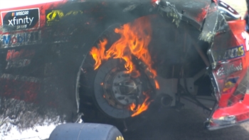 Double Trouble! Both JGR teammates have tire issues to end the stage