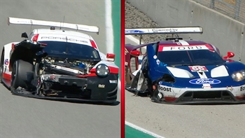 Big crash mars the start of the Monterey Grand Prix at Laguna Seca