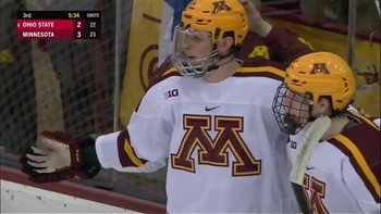 WATCH: Gophers' Jaxon Nelson scores wacky goal off plexiglass