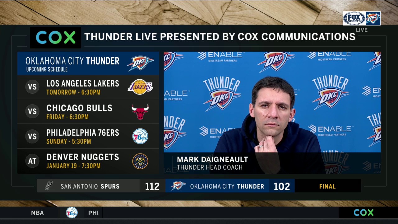 Mark Daigneault talks OKC's loss against San Antonio