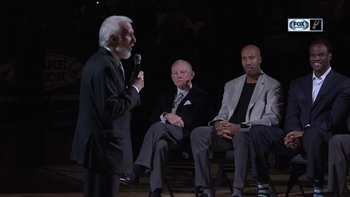Gregg Popovich gives speech for Tim Duncan